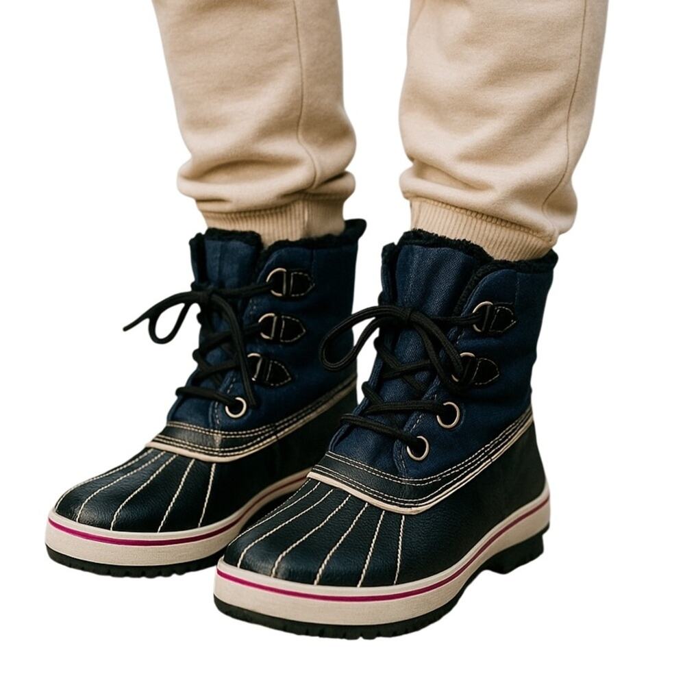 Skechers Cali Denim Duck Boots Waterproof Thinsulate Faux Fur Winter Snow Size 9